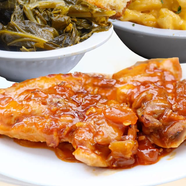 Apricot Chicken with Two Sides.