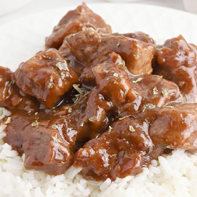 Beef Tips with Three Sides.