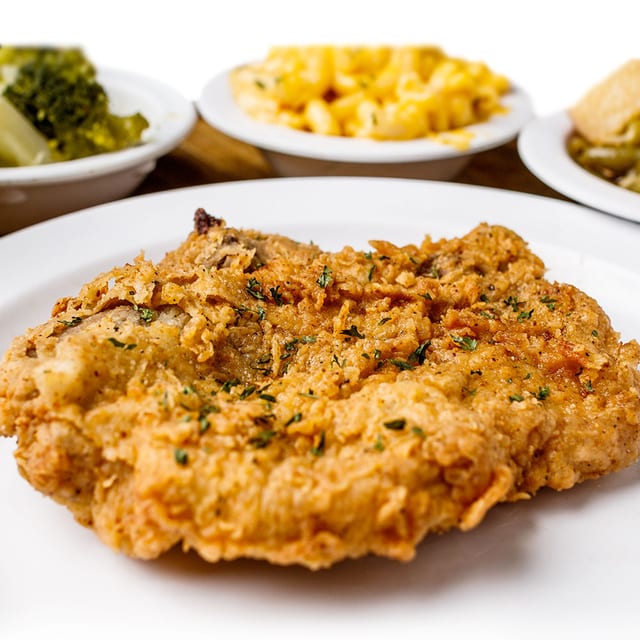 Fried Pork Chops with Three Sides.