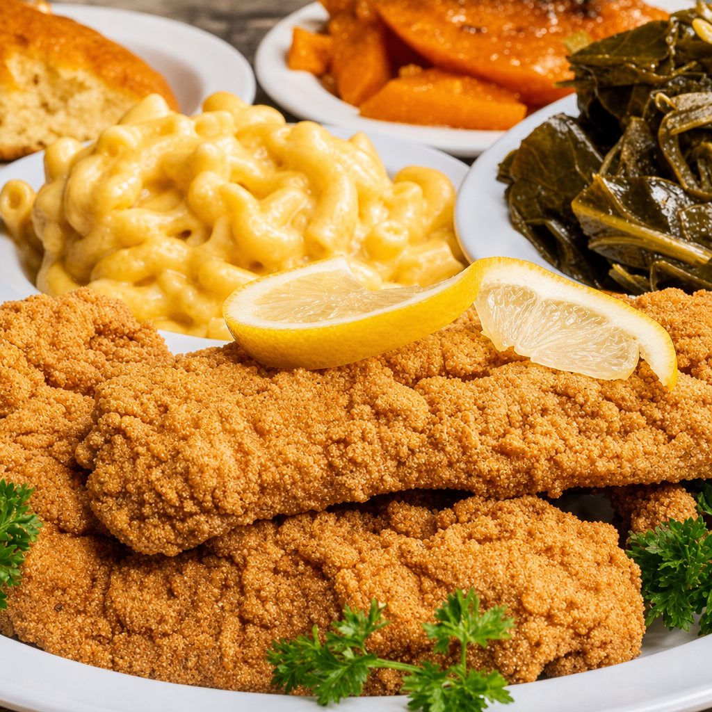 Fried Catfish with Three Sides.