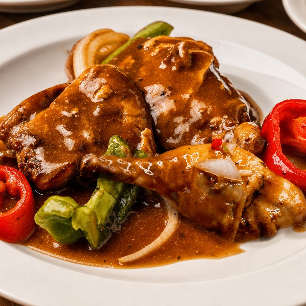 Smothered Chicken with Two Sides.