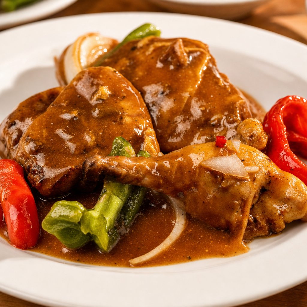 Smothered Chicken with Three Sides.