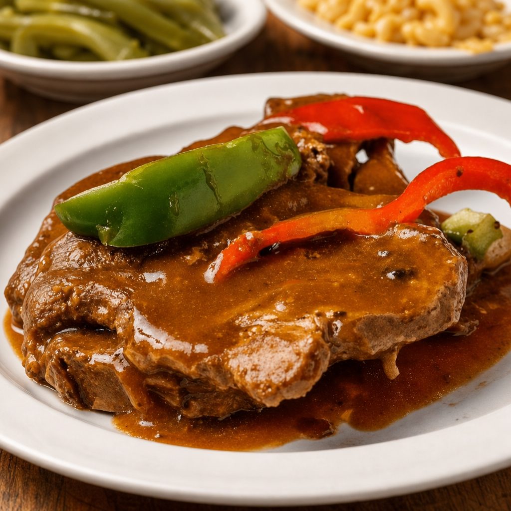 Smothered Pork Chops with Two Sides.