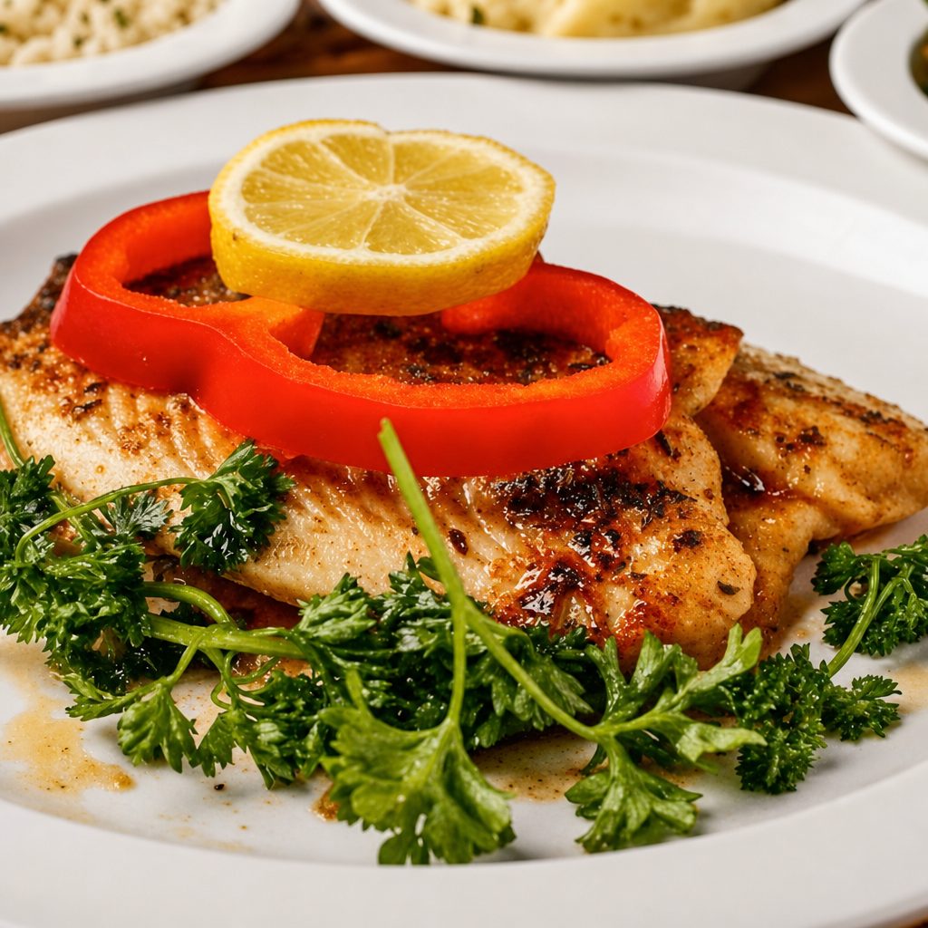 Baked Tilapia with Three Sides.