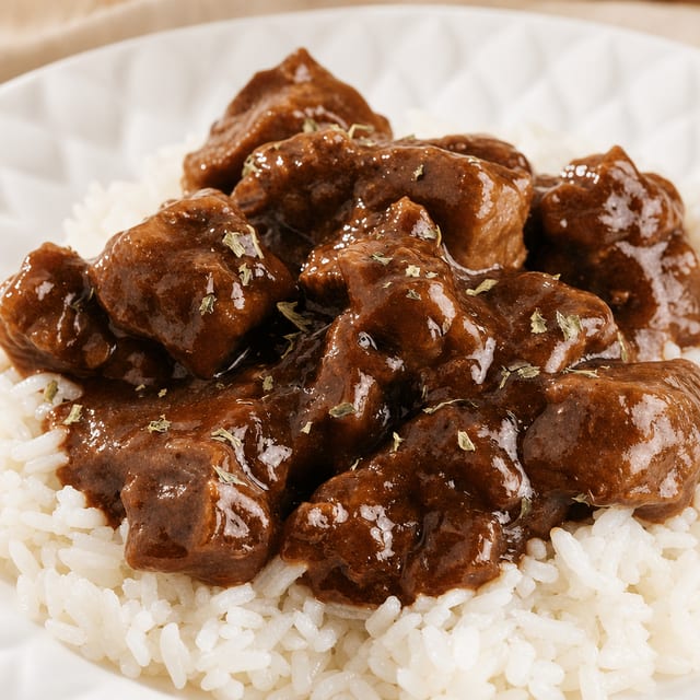 Beef Tips with Two Sides.