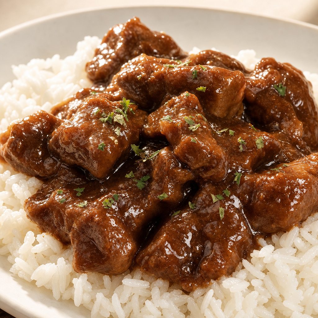 Beef Tips with Three Sides.