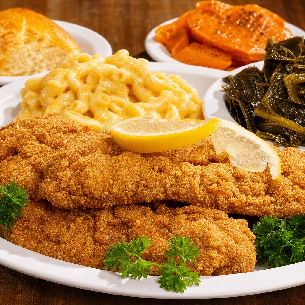 Fried Catfish with Two Sides.