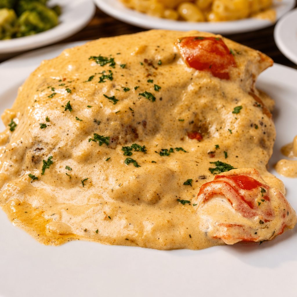 Alfredo Tilapia with Three Sides.