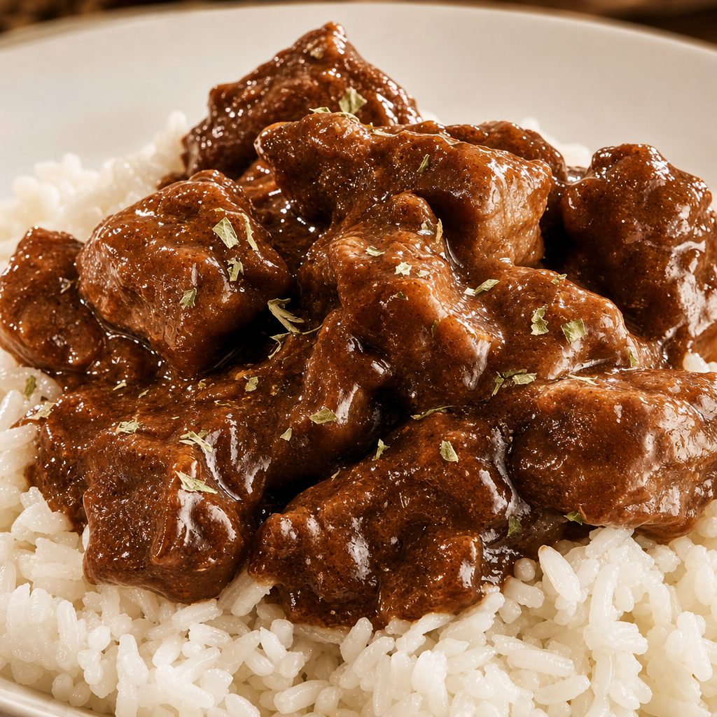 Beef Tips with Three Sides.