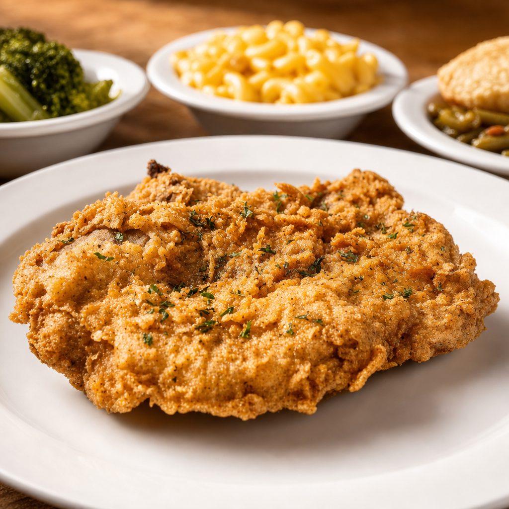 Fried Pork Chops with Two Sides.