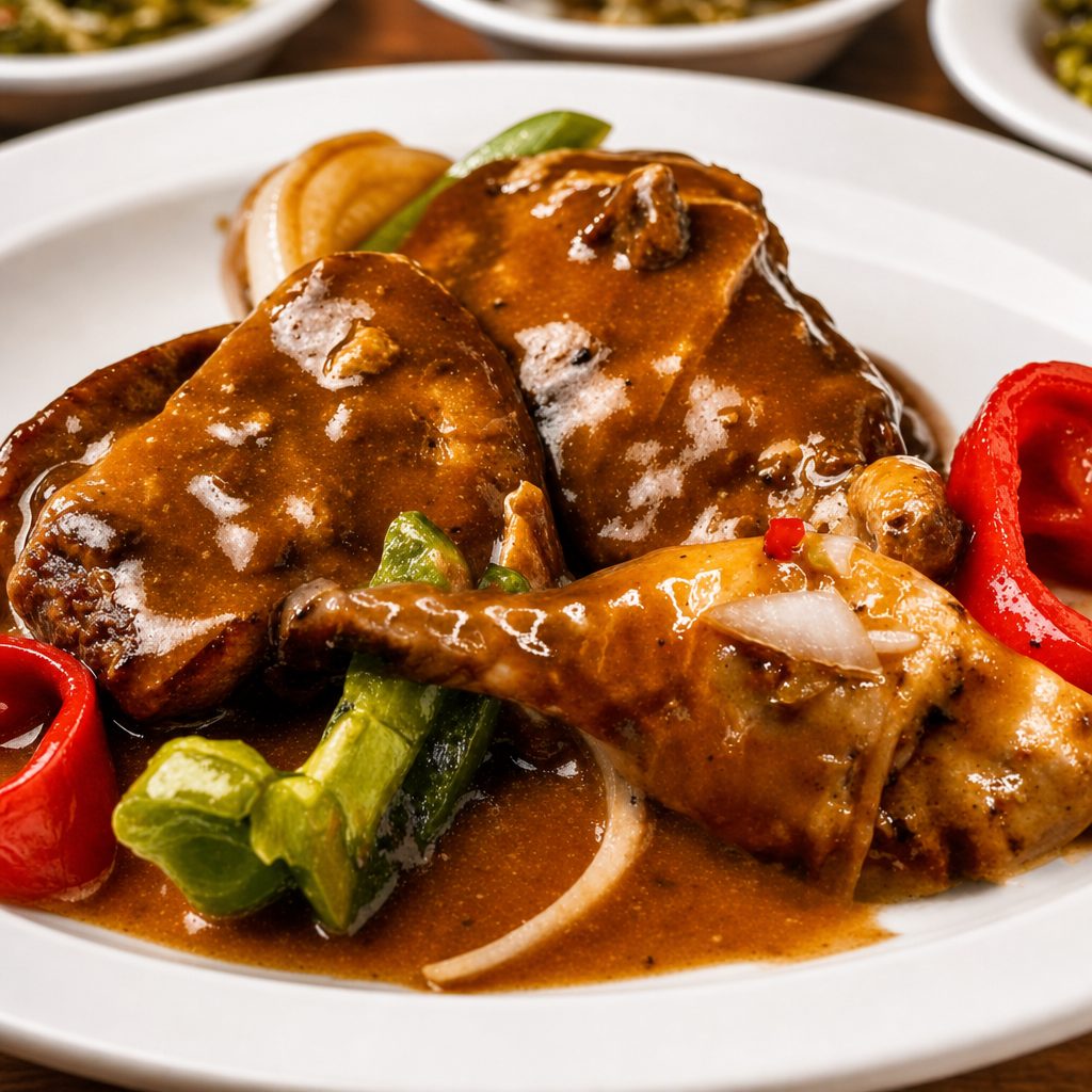 Smothered Chicken with Three Sides.