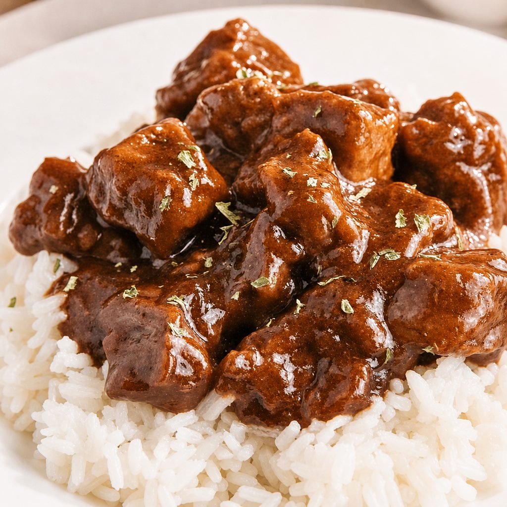 Beef Tips with Two Sides.