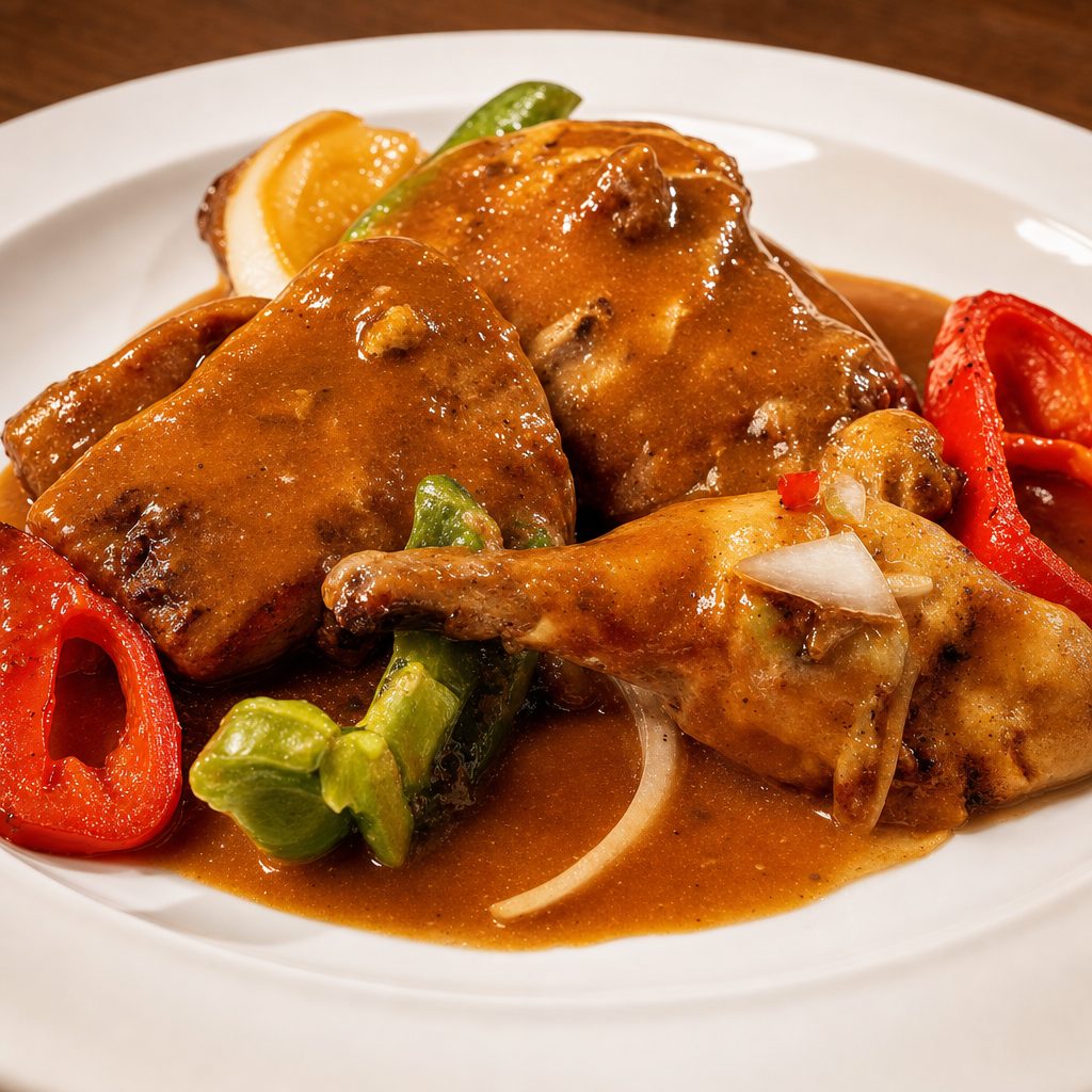 Smothered Chicken with Two Sides.