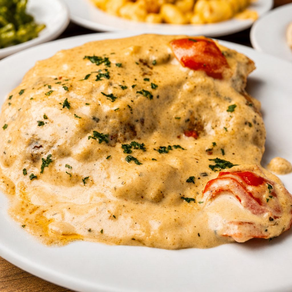 Alfredo Tilapia with Two Sides.