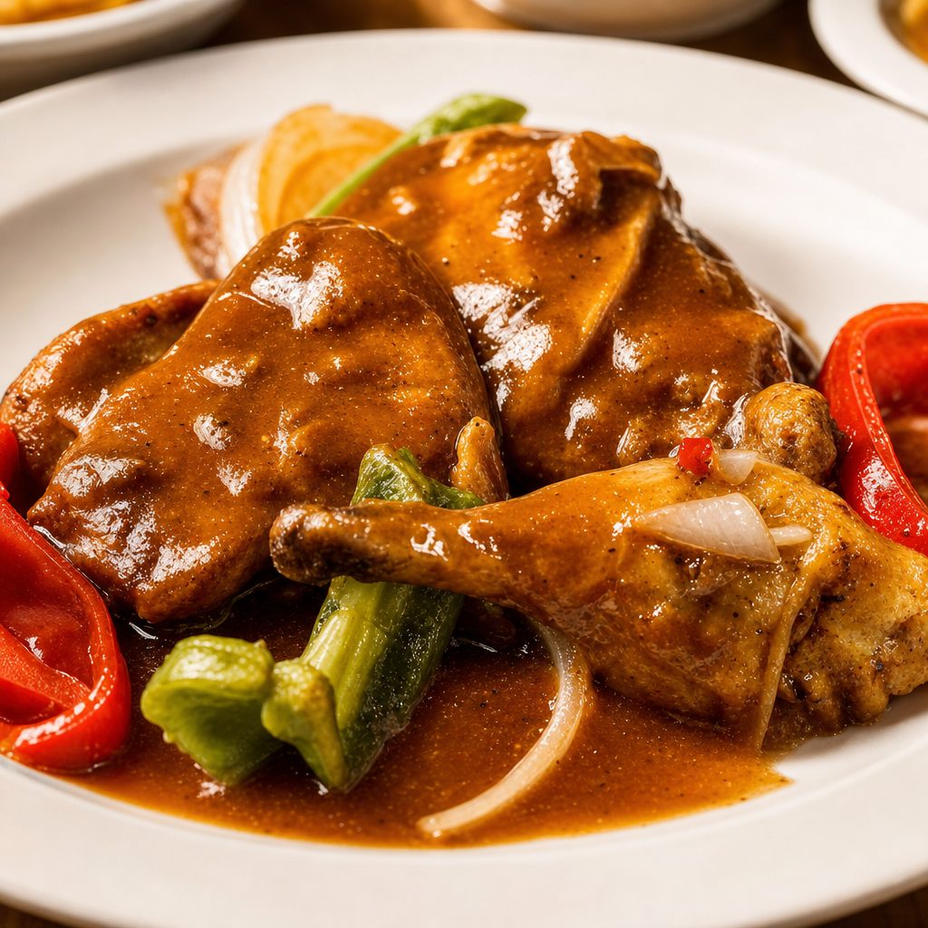 Smothered Chicken with Three Sides.