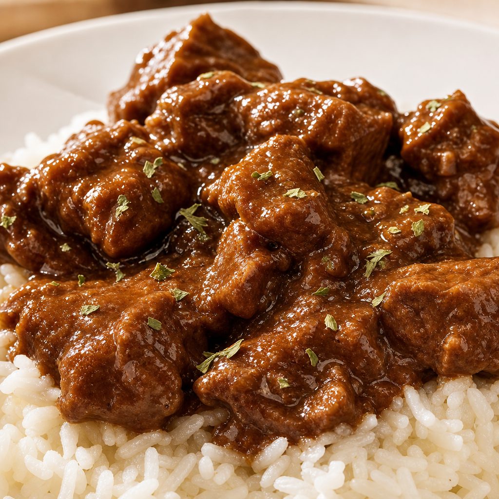 Beef Tips with Two Sides.