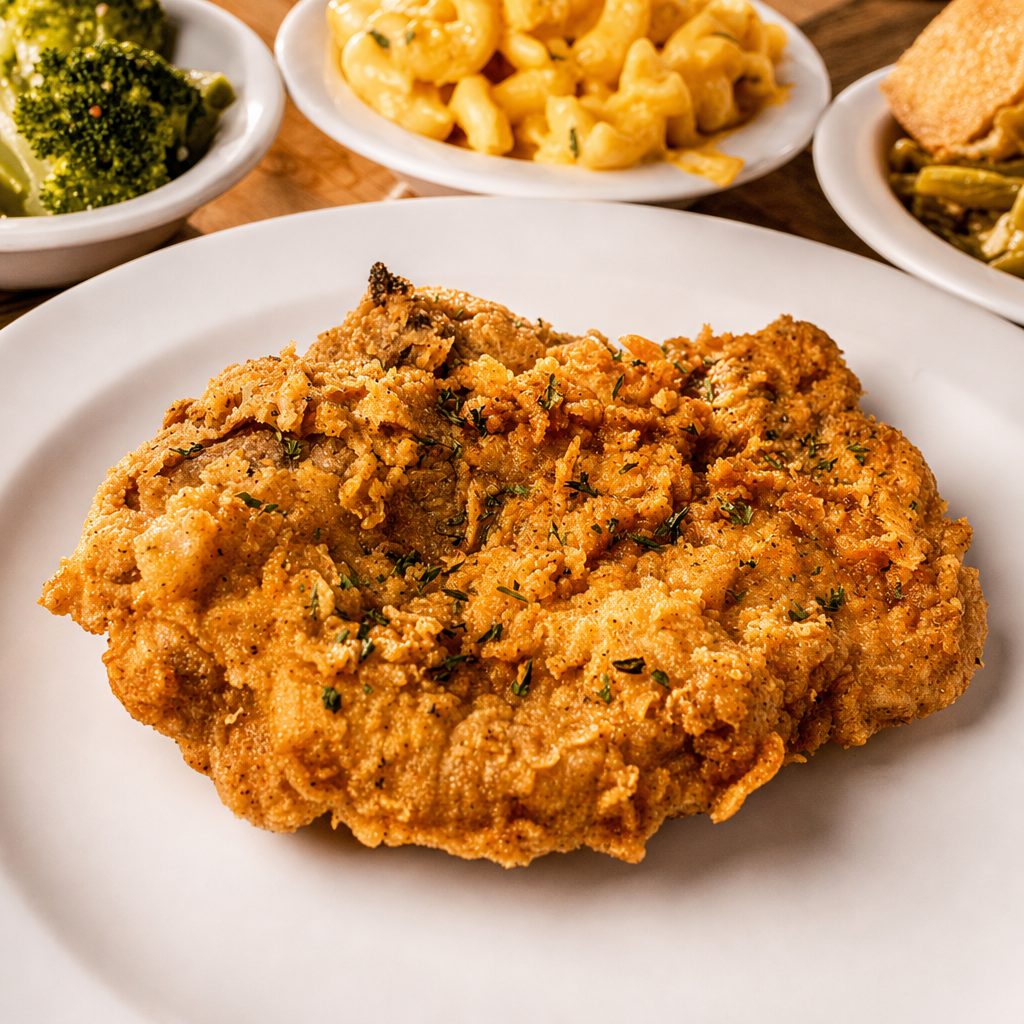 Fried Pork Chops with Two Sides.