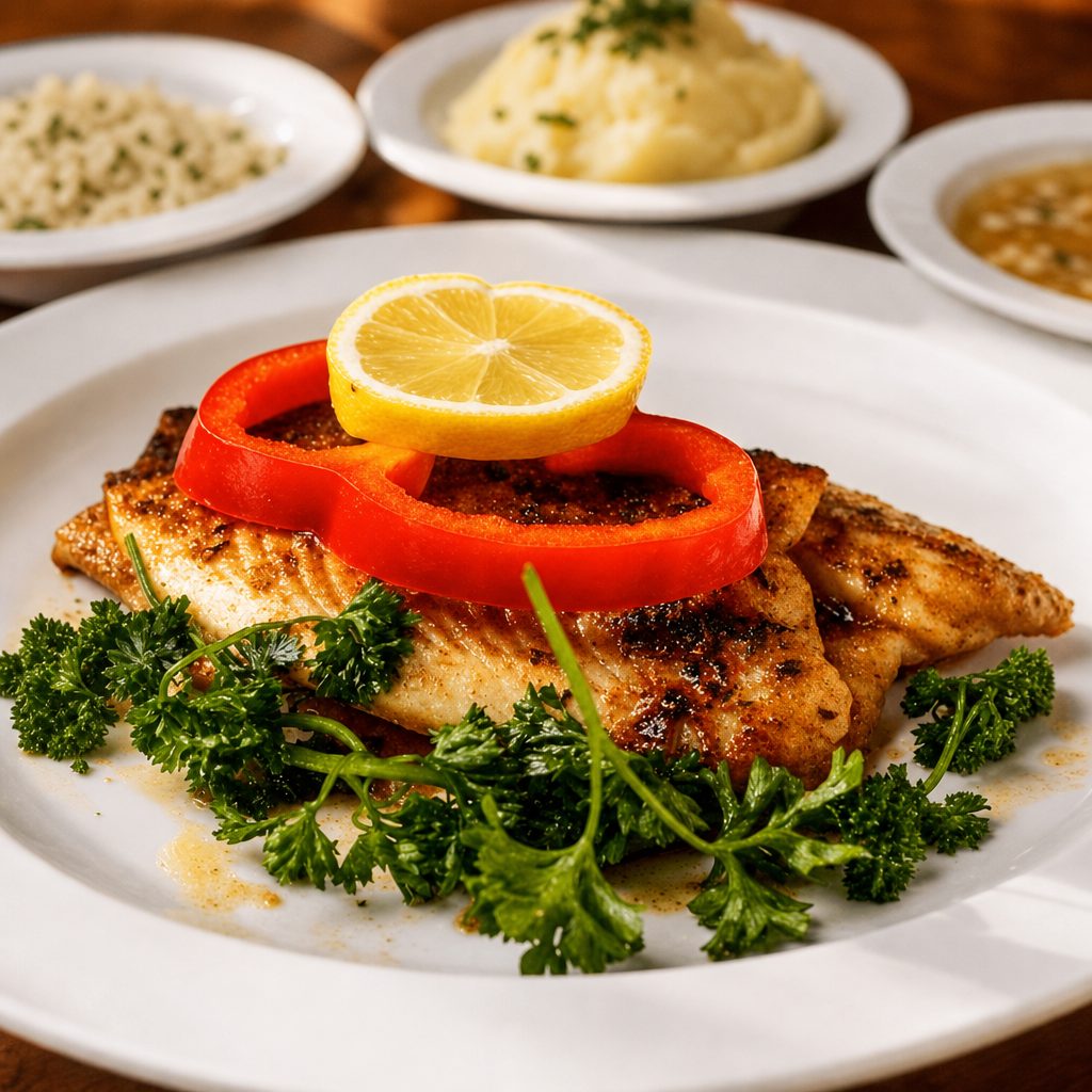 Baked Tilapia with Three Sides.