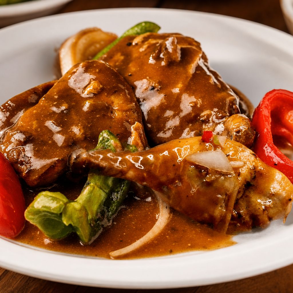 Smothered Chicken with Two Sides.
