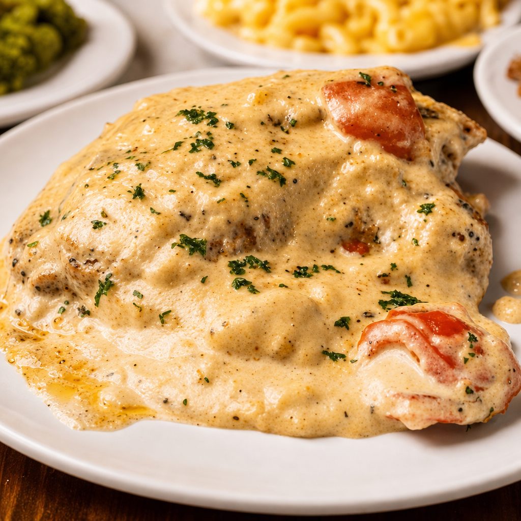 Alfredo Tilapia with Three Sides.
