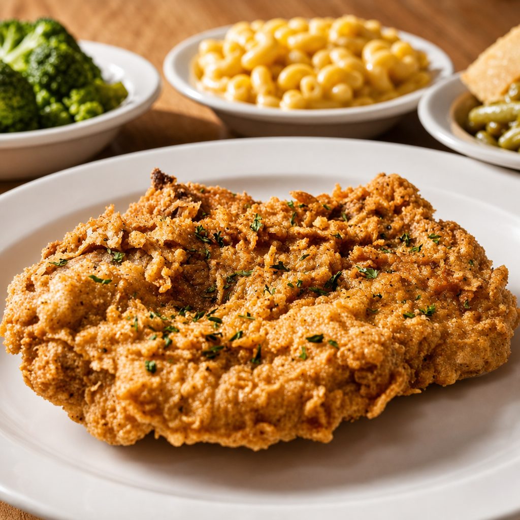 Fried Pork Chops with Three Sides.